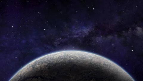 Close up view of Earth with Milky Way in deep space Stock Illustration