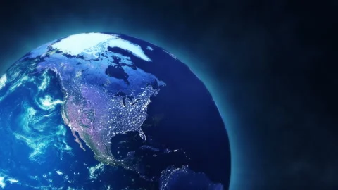 Close-up view of Earth Planet Rotating in Space View on North America Stock Footage 153206985
