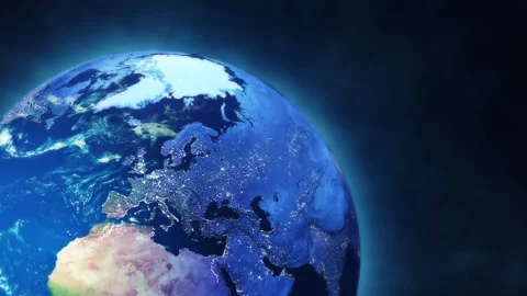 Close-up view of Earth Planet Rotating in Space View on Europe Stock Footage 153207228
