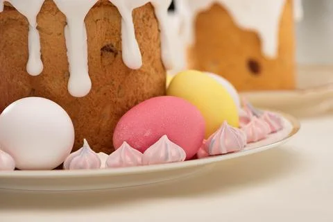 Close view easter cake meringue Stock Photos