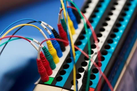 Close-up view of EEG machine cables Stock Photos