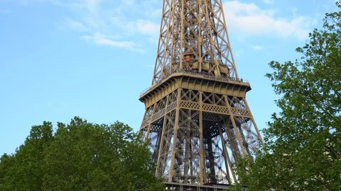Close up view of the Eiffel Tower in Paris, France Stock Footage 108185878