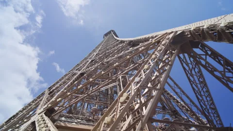 Close up view of Eiffel Tower in Paris, France Stock Footage 313858287