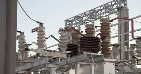 Close view of electrical connectors and wires in high voltage system Stockbeeldmateriaal 328885092