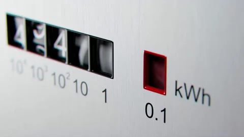 Close-up view of electrometer measuring electricity consumption. kWh counter. Stock Footage 201216136