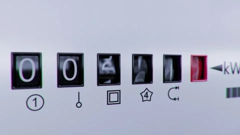 Close-up view of electrometer measuring electricity consumption. kWh counter. Stock Footage 300742913
