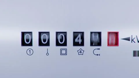 Close-up view of electrometer measuring electricity consumption. Animation .. Illustration