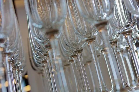 Close-up view of elegant wine glasses Foto stock
