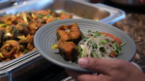 Close up view of element Triangle Buffet Dishes Dinnerware Chafing Dish in the Stock Footage 311874792