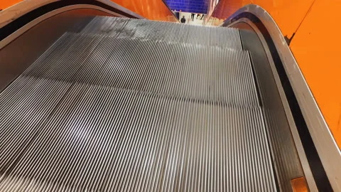 Close up view of an empty escalator in a subway Stock Footage 135910535