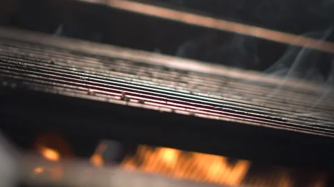 Close-up view of an empty hot charcoal barbecueSLOMO Stock Footage 157842895