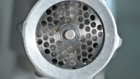 Close up view of a empty meat grinder Stock Footage 142028393