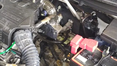 Close up view of engine of a car. Stock Footage 143409122