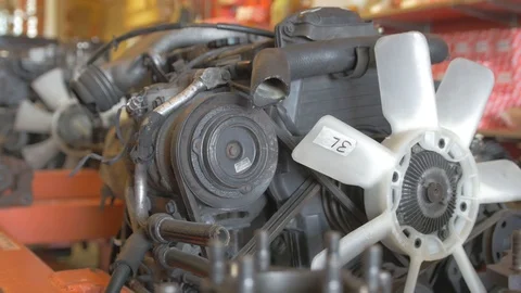 Close up view of an engine left to right pan Stock Footage 97243432