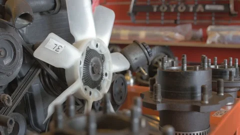 Close up view of an engine right to left pan shot 1 Stock Footage 97243344