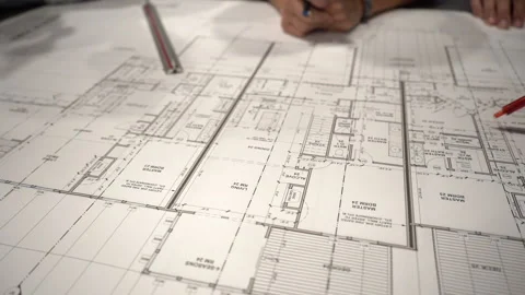 Close view of the Engineering-architecture drawing Stock Footage 227457412