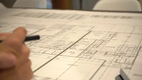 Close up  view of the Engineering drawing- Structural engineering design. Stock Footage 227457965