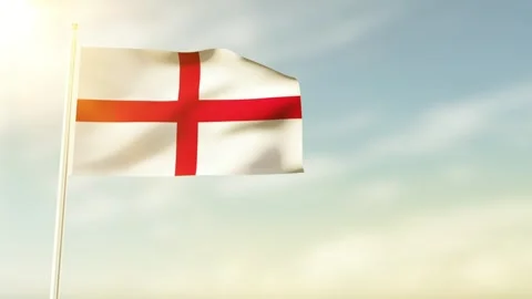 Close-up view of the England flag waving in the wind 4K Animation. Stock Footage 297355143