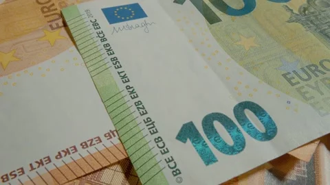 Close up view of a Euro banknote showcasing intricate details of currency Stock Footage 324644671