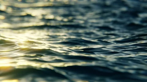 Close-up view of evening ocean waves in slow motion, seamless loop background Stock Footage 308915804