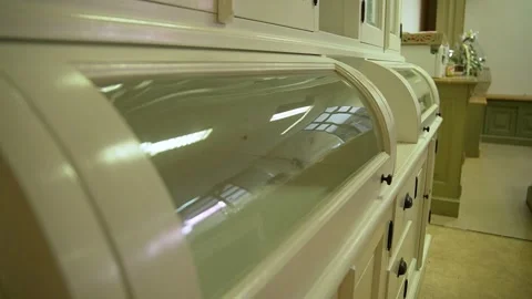 Close up view of expensive dresser inside furniture store. Video stock 281157411