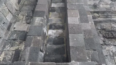 Close Up View of Facade Wall, Sewu Main Temple Terrace, Java, Indonesia Stock Footage 284865536