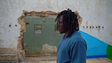 Close up view face of an athletic man with dread hair Stock Footage 117700045