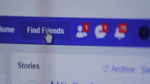 Close up view of Facebook user finding friends using the search bar. Stock-Footage 100067141