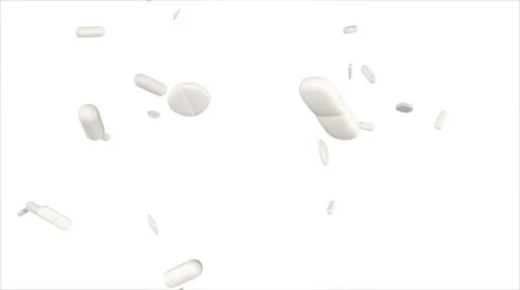 Close-up view of falling white drugs and pills, on white background (FULL HD) 스톡 동영상 47566902