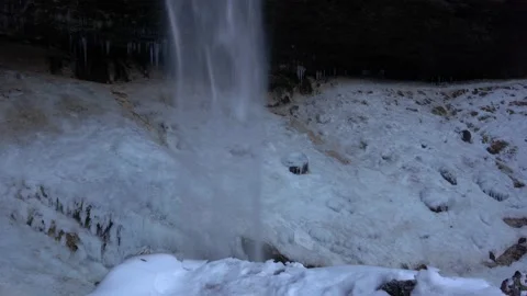 Close up view of famous Pericnik waterfall in winter season Stock Footage 177462838