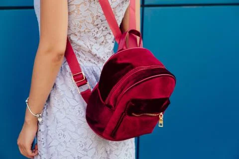 Close-up view of female backpack Stock Photos