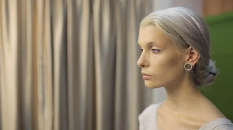Close up view of female model making up Stock Footage 67185547