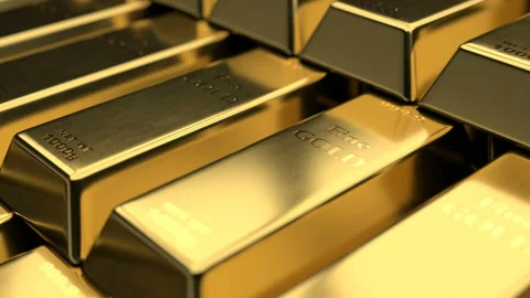Close-up view of fine gold bars Stock Footage 107286629