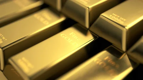 Close-up view of fine gold bars stacked into stairs 動画素材 107316307