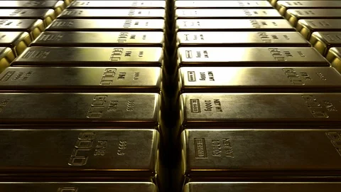 Close-up view of fine gold bars Stock Footage 111455650