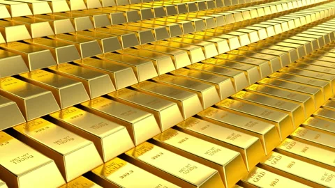 Close-up view of fine gold bars. 4K Footage Stock Footage 213644439