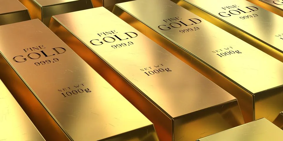 Close View of Fine Gold Bars - 3d illustration Stock Illustration