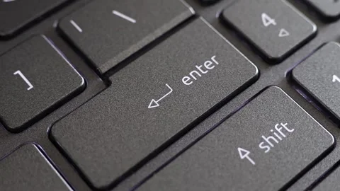 Close up view of finger pressing laptop enter button, notebook keyboard. Stock Footage 291883485