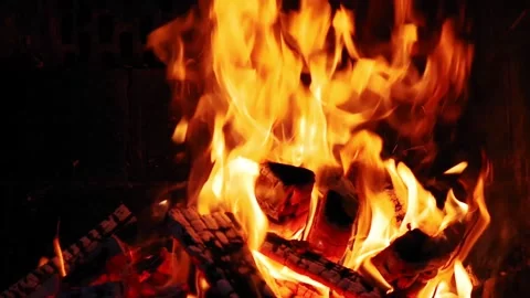 Close up view of the fire in barbeque. Seamless, Full HD. 库存影片 140224030