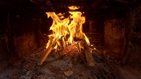 Close-up view fire burning with beautiful flames Stock Footage 107823076