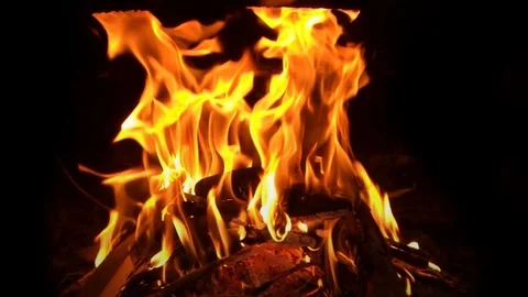 Close-up view of fire burning with beautiful flames Stock Footage 107823138