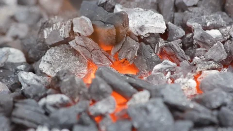 Close view to fire burns in the smith's brazier. Stock Footage 120259973