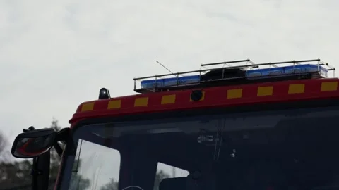 Close up view of Fire engine sirens and flashing lights. Fire truck equipment. 库存影片 330047002