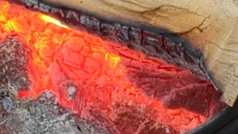 Close up view of flames on wood Stock Footage 296022361