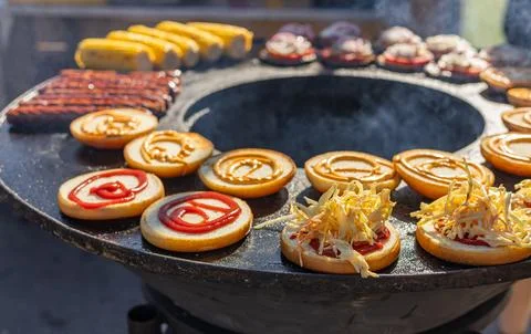 Close-up view of a flat top grill, showcasing the final stages of assembling  Stock Photos