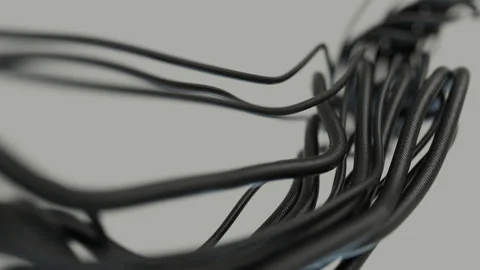Close-Up View Of A Flexible Black Wire Stock-Footage 311854185