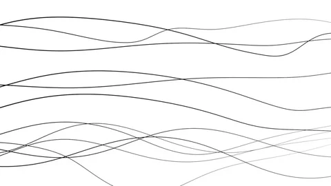 Close up view of flowing lines in dynamic wave motion - black on white (FULL HD) Stock Footage 74659851