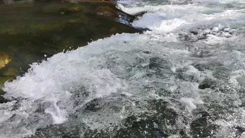 Close Up View Of Flowing Water In The Mountain River. Stock Footage 150315361