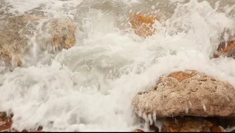 Close up view of the foam surf Stock Footage 2836430