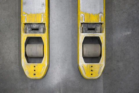 Close up view of forklift loader elements . warehouse industry delivery shi.. Stock Photos